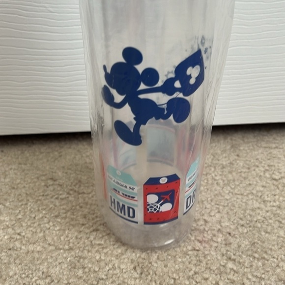 Disney Parks Mickey Mouse Water Bottle with‎ Straw Clear Plastic Souvenir - Picture 2 of 12